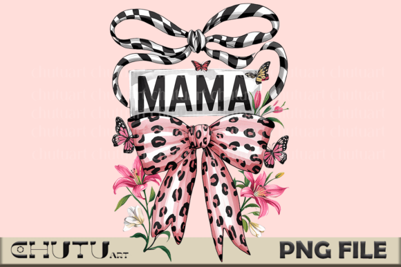 Download Leopard Bow Mama PNG Floral Clipart - Premium Bundle