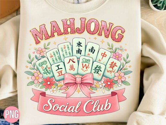 Download Mahjong Social Club Pink Floral Bow PNG - Club Collection